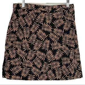 🌺 Allyson Whitmore Botanical Leaf Tan & Black Cotton Golf Skort Size 16P